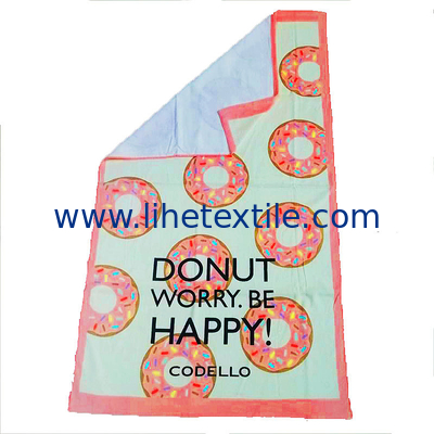 Factory OEM Custom Personalized Logo Reactive Printed 100% Cotton Fabric Pink Rectangle  Oversized Terry Cotton Beach To