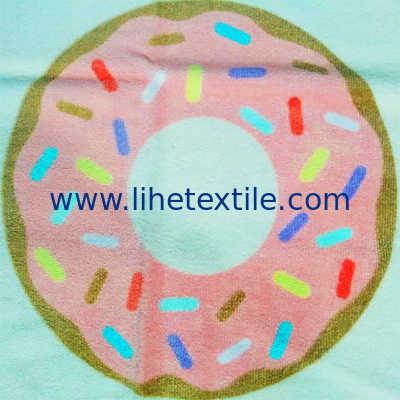 Factory OEM Custom Personalized Logo Reactive Printed 100% Cotton Fabric Pink Rectangle  Oversized Terry Cotton Beach To