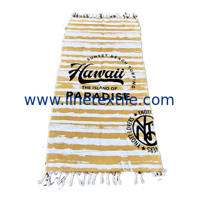 2022 High Quantity Turkish Beach Towel With Logo Custom Print Striped Fringed Sand Free Cotton Beach Towels