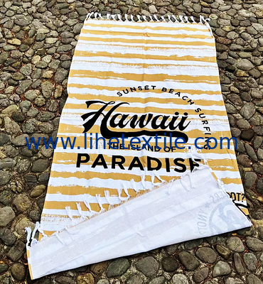 2022 High Quantity Turkish Beach Towel With Logo Custom Print Striped Fringed Sand Free Cotton Beach Towels