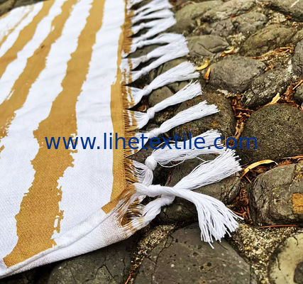 2022 High Quantity Turkish Beach Towel With Logo Custom Print Striped Fringed Sand Free Cotton Beach Towels