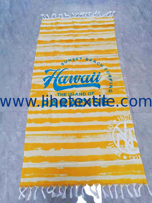 2022 High Quantity Turkish Beach Towel With Logo Custom Print Striped Fringed Sand Free Cotton Beach Towels