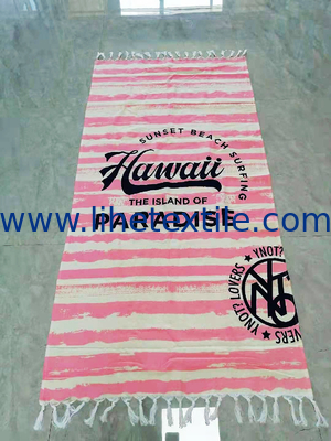 2022 High Quantity Turkish Beach Towel With Logo Custom Print Striped Fringed Sand Free Cotton Beach Towels