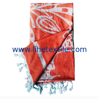 100% Cotton Solid Color Peshtemal with Tassels  Jacquard Turkish Beach Towel