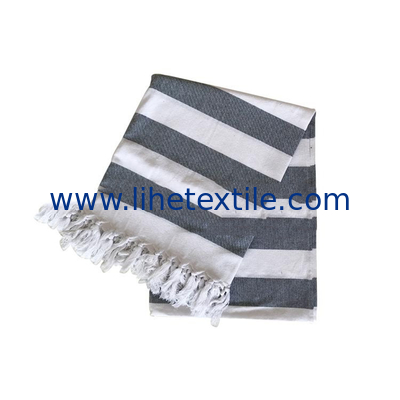 Stock Custom Printed Jacquard Stripe Microfiber Bath Towel Sand Free Turkish Beach Towel With Tassel Cotton Turkish Beac