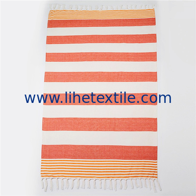 Custom Printed Jacquard Stripe Cotton Bath Towel Sand Free Turkish Beach Towel With Tassel Cotton Turkish Beach Towel