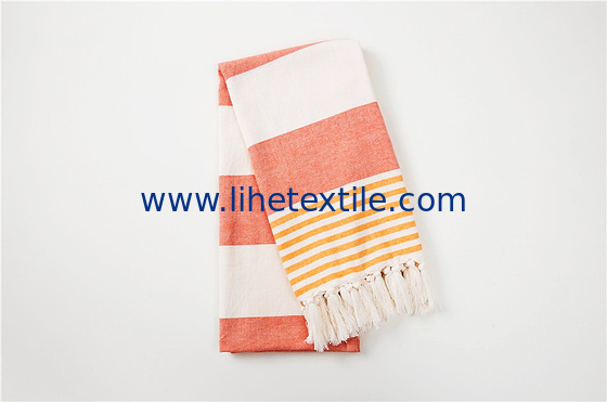 Custom Printed Jacquard Stripe Cotton Bath Towel Sand Free Turkish Beach Towel With Tassel Cotton Turkish Beach Towel