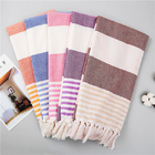 Custom Printed Jacquard Stripe Cotton Bath Towel Sand Free Turkish Beach Towel With Tassel Cotton Turkish Beach Towel