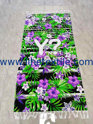 Custom wholesale personalized 100% cotton printed peshtemal Turkish beach towels with tassels