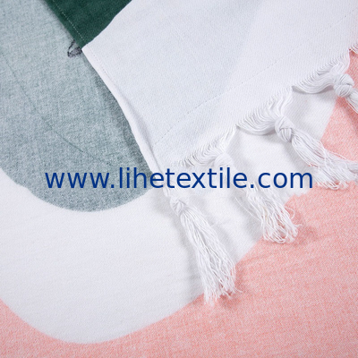 Custom wholesale personalized 100% cotton printed peshtemal Turkish beach towels with tassels