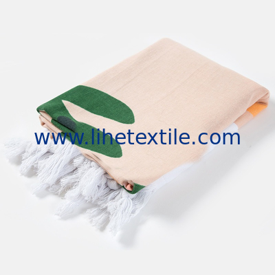 Custom wholesale personalized 100% cotton printed peshtemal Turkish beach towels with tassels