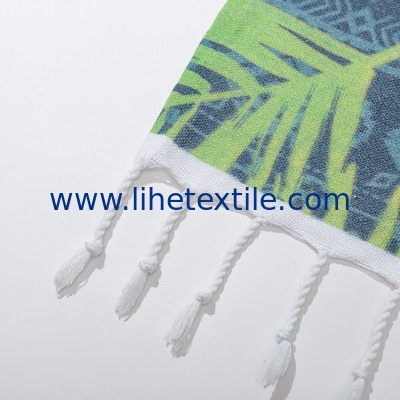 Custom 100% cotton Turkish beach towel Turkish Mohammed bath towel with tassels