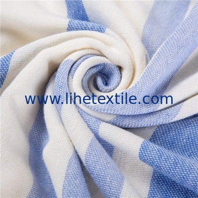 100% Cotton Turkish Tassel Beach Towel Yarn-Dyed Jacquard Blue And White Stripe Beach Towel