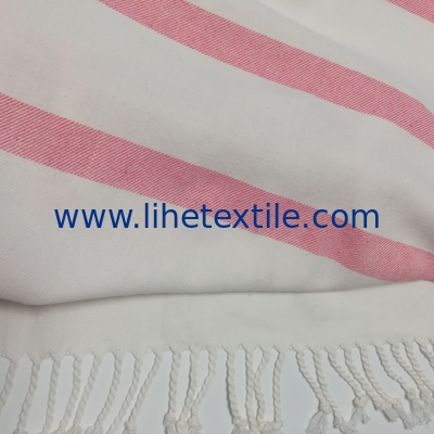 100% Cotton Turkish Tassel Beach Towel Yarn-Dyed Jacquard Blue And White Stripe Beach Towel