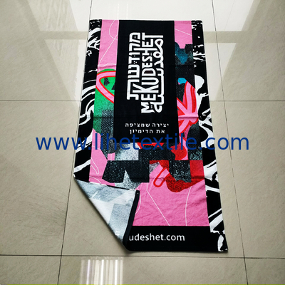 Wholesale custom 100% cotton large beach towel with logo printed luxury designer beach towel