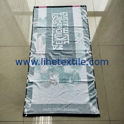 Wholesale custom 100% cotton large beach towel with logo printed luxury designer beach towel