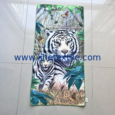 Recycled Microfiber sand less beach towels with digital printing tiger beach towel