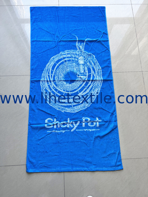 100% Cotton rectangle eco friendly beach towel sublimation recycled blue towel custom beach towel logo