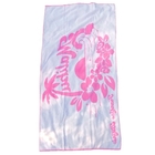 Wholesale 100% cotton velour custom design pink beach towel large over sized jacquard logo beach towel