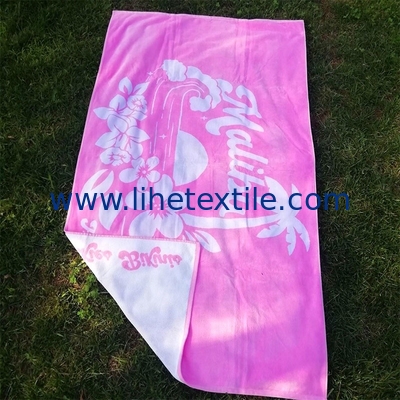 Wholesale 100% cotton velour custom design pink beach towel large over sized jacquard logo beach towel