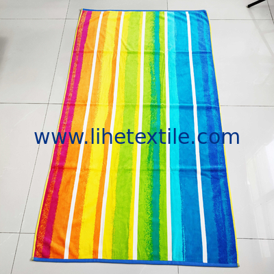 Personalised Custom 100% Cotton Jacquard Beach Towel With Logo Woven Colored Striped Jacquard Beach Towel