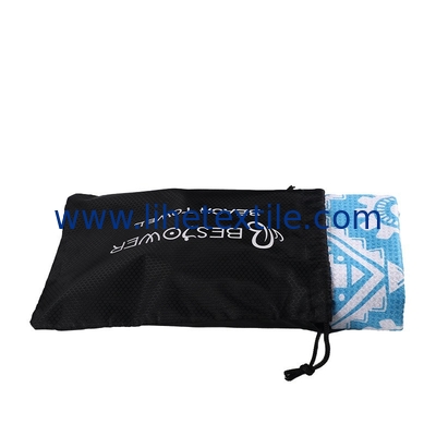 RPET Available quick dry large sand free microfiber beach towels with logo custom print beach towel with bag