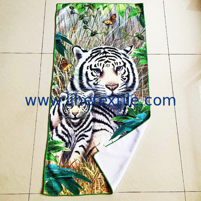 Amazon Hot Selling animal tiger printed microfiber beach towel custom print  microfiber kids beach towel