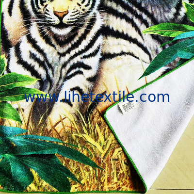 Amazon Hot Selling animal tiger printed microfiber beach towel custom print  microfiber kids beach towel