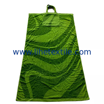 Custom 100% Cotton Jacquard beach bags with Beach Towel Green 100*180CM Large Size Portable type can be folded into a ba