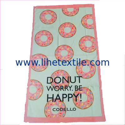 Factory OEM Custom Personalized Logo Reactive Printed 100% Cotton Terry Cotton Beach Towel