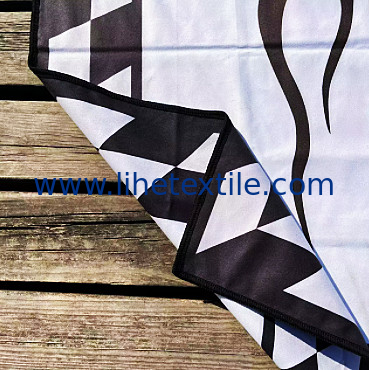 Wholesale microfiber suede fabric beach towel printed custom design double side beach towel with embroidery logo persona