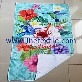 Hot selling microfiber beach towel with logo custom printed flower microfiber terry cloth beach towel