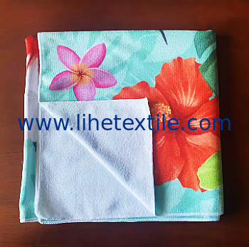 Hot selling microfiber beach towel with logo custom printed flower microfiber terry cloth beach towel