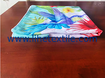 Hot selling microfiber beach towel with logo custom printed flower microfiber terry cloth beach towel