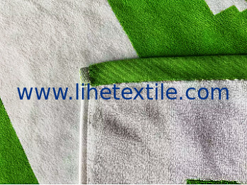 100% cotton beach towels velour custom design green and white stripe large over sized jacquard logo beach towel