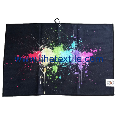 100% microfiber golf sport towel custom logo sublimation custom print golf towel waffle beach towel