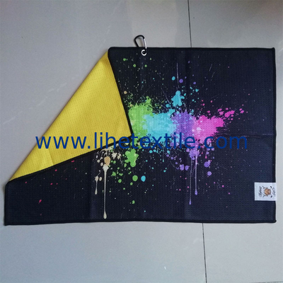 100% microfiber golf sport towel custom logo sublimation custom print golf towel waffle beach towel