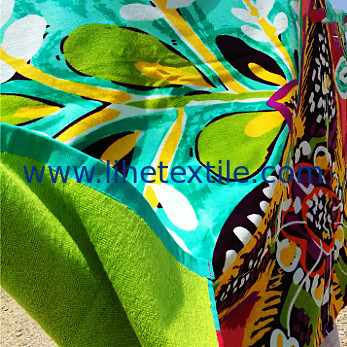 100 cotton customer logo flower design reactive printing Velour bath Beach Towel