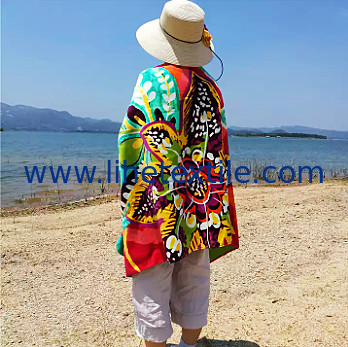 100 cotton customer logo flower design reactive printing Velour bath Beach Towel