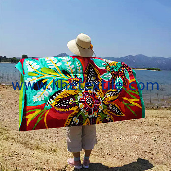100 cotton customer logo flower design reactive printing Velour bath Beach Towel