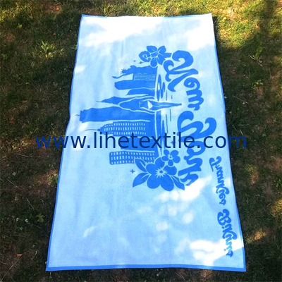 Custom large blue jacquard bath 100% cotton heavy  beach towel