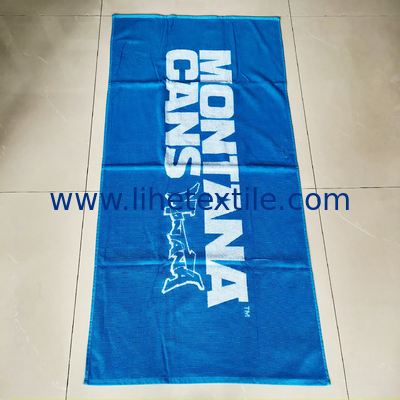 wholesale luxury 100% cotton blue beach towel custom big logo woven jacquard beach towel cotton terry beach towel