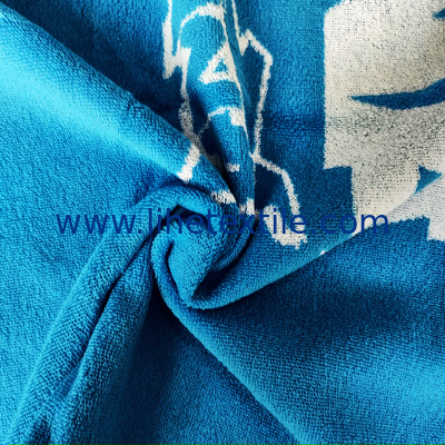 wholesale luxury 100% cotton blue beach towel custom big logo woven jacquard beach towel cotton terry beach towel