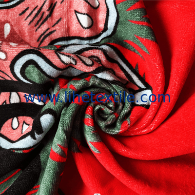 Luxury super soft velour cotton custom printed red beach towel with flower