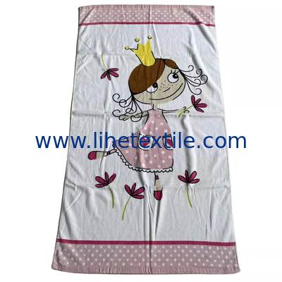 Custom logo printed kids beach towel 100% cotton kids wholesale custom printed organic baby children pink girly beach to