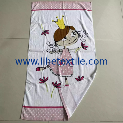 Custom logo printed kids beach towel 100% cotton kids wholesale custom printed organic baby children pink girly beach to