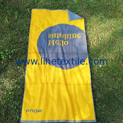 Customized yellow color 100% organic jacquard beach towel water absorbent towels