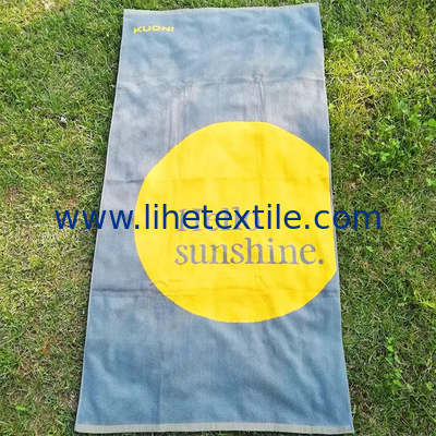 Customized yellow color 100% organic jacquard beach towel water absorbent towels