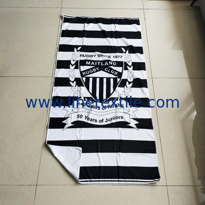 Soft fabric microfiber beach towel with logo custom print designer summer light weight stripe beach towel