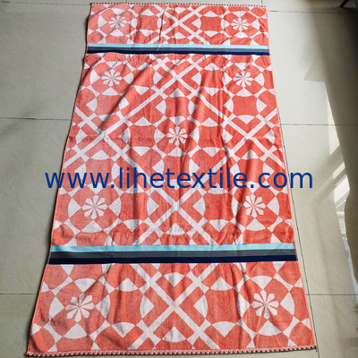 Oversized  100% cotton yarn-dyed jacquard organic beach towel custom sublimation luxury beach towel